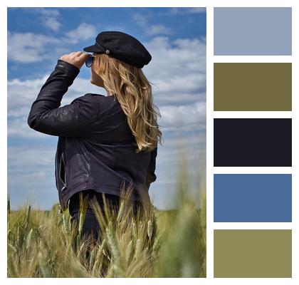 Young Woman Woman Wheat Field Image